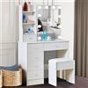 Dradaomull Toeletta con illuminazione, toeletta con specchio, tavolo da trucco, tavolo da vanità per il trucco, 3 colori con luminosità regolabile (bianco-39-1)