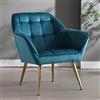 Ya-Home Poltrona Imbottita in Velluto Sedia da Salotto Poltroncina Moderna con Gambe in Metallo Dorato Poltrone con Braccioli Poltrocine per Camera da Letto/Soggiorno, Blu