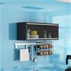 DIHRVTHC Mobiletto decorativo da cucina sospeso,pensile da cucina in vetro scanalato retrò, mobiletto portaoggetti da banco a 2 ripiani, per dispensa da cucina, zona giorno(Black,120cm)