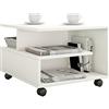 VCM Holz Couchtisch Sofatisch Wohnzimmertisch Rollen rollbar Kaffeetisch Stango S Weiß