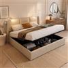 MINGZHE Letto imbottito da 160 x 200 cm, letto matrimoniale con vano portaoggetti, letto per ragazzi, letto idraulico con luce di lettura, letto a molle con contenitore, telaio per adulti con rete a