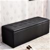 BGKASYHI Panca ottomana rettangolare, impermeabile, con poggiapiedi, in finta pelle, in legno massello, colore nero, 120 x 40 x 40 cm