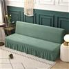 Surwin Copridivano Senza Braccioli 2/3 Posti Elasticizzato, Tinta Unita Antimacchia Fodera per Divano Letto Pieghevole Clic Clac Copri Divano con Gonna Arricciata (190-225cm,Verde Chiaro)