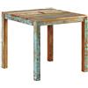 RMIHSJG Tavolo da pranzo in legno massello 82 x 80 x 76 cm, tavolo rustico realizzato a mano in legno riciclato, unica variazione di colore con tonalità blu verde crema, mobili sostenibili