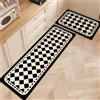 Hixingo Tappeto Cucina Antiscivolo Lavabile, Nero Bianco Stile Semplice Tappeto in Diatomite per Cucina Tappetino Assorbente Cucina Passatoia Cucina Asciugatura Rapida (40x200cm,Rombo)
