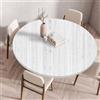 Treer Tovaglia Rotondo Antimacchia, Vecchie Assi di Legno Mollettone Tavolo Rotondo con Bordo Eelastico, Lavabile Copritavolo Antiscivolo Tovaglia Tonda per Picnic Cucina Casa (120cm,Bianco)