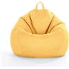 Treer Fodera per Pouf a Sacco Contenitore Tinta Unita Copertura per Poltrona Sacco Senza Imbottitura, Lino Pouf a Forma di Pera Bean Bag Cover con Cerniera (100x120 cm,Giallo)