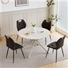GrandCA HOME Set Tavolo da Pranzo e Sedie Tavolo da Pranzo Rotondo da 115 cm e 4 Sedie Moderne in Lino Per Sala da Pranzo, Cucina, Soggiorno（Grigio Chiaro + Nero）
