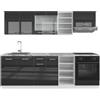 Vicco Cucina componibile R-Line, Antracite lucido/bianco, 240 cm, PL Marmo, con moduli combinabili in modo variabile e piedi regolabili in altezza
