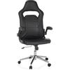 MyBuero sedia girevole da gioco con braccioli pieghevoli GAME SPORT PRO sedia da ufficio in ecopelle seduta sportiva, imbottita, nera