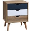 Vente-unique - Comodino 3 cassetti le, Bianco e Blu marine - LURVIA