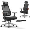 Newtral MAGICH-PRO Sedia Ufficio Ergonomica con Poggiapiedi, Sedia Scrivania Poltrona Bracciolo Poggiatesta Regolabile, Ergonomic Office Chair Oscillazione 96-136° (MAGICH-PRO, Nero)