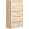 meble masztalerz Cassettiera Camera da Letto con 5 Cassetti - Credenza Soggiorno - Moderna Comò - Cassettiera Alta - Mobiletto con Cassetti - Sonoma 70 x 39 x 124,5 cm