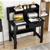 GIANTEX Scrivania con ripiano, scrivania per computer con cassetto e stazione di ricarica, porta USB e Type-C, 95 x 56 cm, tavolo da toeletta senza specchio (nero)