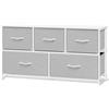 WOLTU Cassettiera Camera da Letto, Cassettiera con 5 Cassetti a 2 Livelli in Tessuto, Mobile con Cassetti Industriale, Struttura in Metallo e Legno, Grigio Tortora + Bianco Nuvola