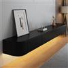 Coubird Mobile TV sospeso con luci LED Mensole TV galleggianti con Ante e Cassetto Moderno Mobile Intrattenimento Deposito Media Console TV per Soggiorno (Nero,220cm/86in)