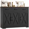 HOCSOK Credenza, Mobile Cucina con 3 Cassetti e 3 Armadi，Buffet Mobile Moderno, Credenza Soggiorno, Mobile per Cucina Ingresso Foyer, Sala da Pranzo, Nero +Marrone