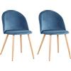 GrandCA HOME Set di 2 Sedie da Pranzo in Velluto, Sedie da Cucina Imbottite con Gambe in Metallo, per Soggiorno da Pranzo, Blu