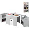 LIFEZEAL Set tavolo e sedie multiuso per bambini, tavolo da attività con 2 sedie impilabili, scrivania con cubo portaoggetti rimovibile, mobili in MDF per bambini