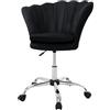 ML DESIGN modern living ML-Design Sedia da Trucco in Velluto Nero con Schienale a Conchiglia Struttura in Metallo Poltrona da Toeletta Poltroncina Imbottita da Scrivania Ergonomica Regolabile in Altezza e Girevole
