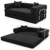 YINIX Divano Letto Pieghevole 200cm Super King, Divano Modulare Futon Boneless, Velluto a Coste con Telaio in Metallo, Materasso da Terra 3 Posti, Base Antiscivolo, Rivestimento Lavabile
