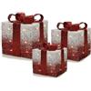 COSE DA CASA Set di 3 Pacchi Regalo Luminosi Bianco e Rosso con LED Decorazione Natalizia Fiocco Silver per Albero di Natale Ornamento Bar Hotel ristorate