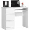 BDW Tavolo per computer bianco con 3 cassetti sul lato sinistro e un cassetto estraibile per la tastiera. Una scrivania per computer desktop o laptop, 90x77x50