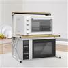 HUOLE Scaffale per Forno a Microonde, Vernice in Ferro Inossidabile + Truciolato Ecologico, Tostapane Scaffale Forniture da Cucina della Griglia del Forno Salvaspazio,65 * 54 * 30 cm-giallo noce