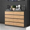 Home Collective Cassettiera, camera da letto, corridoio, armadio, credenza, credenza con 8 cassetti, larghezza 140 cm, altezza 97 | Antracite/Artigianale