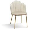 PAZZO DESIGN Sedia Sissi, Set Da 4 Sedie, Panna, Sedie Velluto, Sedie Cucina, Sedie Sala Da Pranzo, Gambe Metallo Oro - id_2035