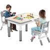 FIVMEN Tavolo per bambini con 2 sedie, set da tavolo per bambini, regolabile in altezza, 3 pezzi, in plastica, per cameretta dei bambini, da 2 anni, 80 x 60 cm