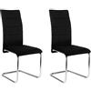 Lestarain Set di 2 Sedie Sala da Pranzo, Sedie da Cucina Imbottite, Sedie Ergonomiche senza Braccioli, Gambe a Slitta, per Soggiorno, Camera da letto, Ufficio, in Velluto, Nero, LCNI117002-2