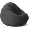 Lumaland Interior Line Poltrona a sacco, pouf 2 in 1, per interni, con imbottitura da 300 l, 120 x 80 x 75 cm, rivestimento effetto lino, grigio scuro