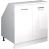 Vicco Mobile cucina sottotetto R-Line, Bianco lucido, 80 cm con 2 porte, carcassa 60 cm profondità, per la libera combinazione all'interno di sistemi cucina modulari