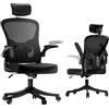 GartistGo Sedia da ufficio ergonomica con poggiatesta regolabile e supporto lombare, sedia da scrivania in rete traspirante, ruote a 360°, montaggio senza attrezzi (nero)