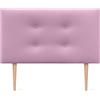 DHOME Testiera in Similpelle o Tessuto AQUALINE Pro con 2 file di Bottoni e Gambe Testiera Imbottita per Letto di Lusso (110x105cm con gambe (Letti 80/90/105), Similpelle Rosa)