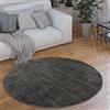 Paco Home Tappeto Salotto Pelo Corto Rotondo Moderno Morbido Lavabile Monocolore, Dimensione:Ø 160 cm tondo, Colore:Antracite