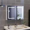 Marooma Armadietto a specchio da bagno con illuminazione a LED, 80 cm armadio da bagno a parete con ripostiglio, ripiani regolabili e funzione memoria, bianco