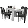 [en.casa] Set da Pranzo Tavolo con Piano Rettangolare 140x90 cm Bianco e 6 Sedie Imbottite con Rivestimento in Tessuto Grigio per Sala Soggiorno Cucina