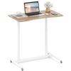 COSTWAY Scrivania Regolabile in Altezza a Forma di C, Scrivania con Ruote Bloccabili e Struttura in Metallo, Tvolo Portatile per Laptop e per Spazi Ridotti (Naturale)