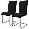 ML DESIGN modern living ML-Design Set di 2 Sedie a Sbalzo per Sala da Pranzo Imbottite in Pelle Finta Nero con Telaio in Metallo Argento con Schienale Alto da Cucina Salotto Soggiorno Design Moderno ed Ergonomico