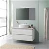 Kiamami Valentina - Mobile Sottolavabo Bagno 100Cm Rovere Bianco E Beton, Lavabo A Ciotola | Elba