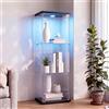 KSFASHZ Vetrina in Vetro a 3 ripiani, Vetrina Soggiorno con LED, 125x42x36 cm, Vetrinetta Espositiva a Colonna VetrinaSoggiorno Moderna vetroVetrina in Vetro per Collezionismo