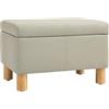 HOMCOM Camera da letto Storage Chest 33L Puff Storage Panca imbottita in PU con gambe in legno per corridoio, soggiorno 60x38x40 cm Grigio Chiaro