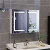 UTTQEW Specchio LED Bagno Antiappannamento, Armadietto per Farmacia Specchio da parete, Armadio a 2 ante, Mensola regolabile, dimmerabile e 3 colori, Vetro temperato HD a prova di esplosione, Bianco
