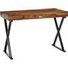 FineBuy Scrivania Piccola PC Legno Massello di Sheesham/Metallo 120x55x78 cm | Tavolo da Ufficio per Computer | Scrittorio Cameretta con Cassetto Singolo