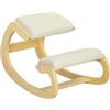 HOMCOM Sedia Ergonomica con Inginocchiatoio e Movimento a Dondolo, Sedia Moderna in Tessuto Effetto Lino e Legno di Betulla, 55x85x55 cm, Crema