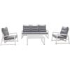 TEMPO STYLE - Salottino Lounge in alluminio MIKONOS PLUS bianco/grigio | Lounge da giardino con divano, tavolo, 2 poltrone e cuscini | Set di mobili da giardino in metallo da 5 persone