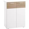 kleankin Mobile da pavimento per bagno con 2 ante e ripiani interni regolabili Mobile laterale multiuso in legno per soggiorno cucina sala da pranzo 60x30x85 cm Bianco