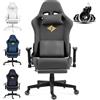 Dowinx Sedia Gaming, Sedia da Ufficio con Ruote Grandi e Lisce, Sedia Gaming Massaggiante con Lussuoso Tessuto Scamosciato, 90-165°, 150 KG, Grigio ardesia